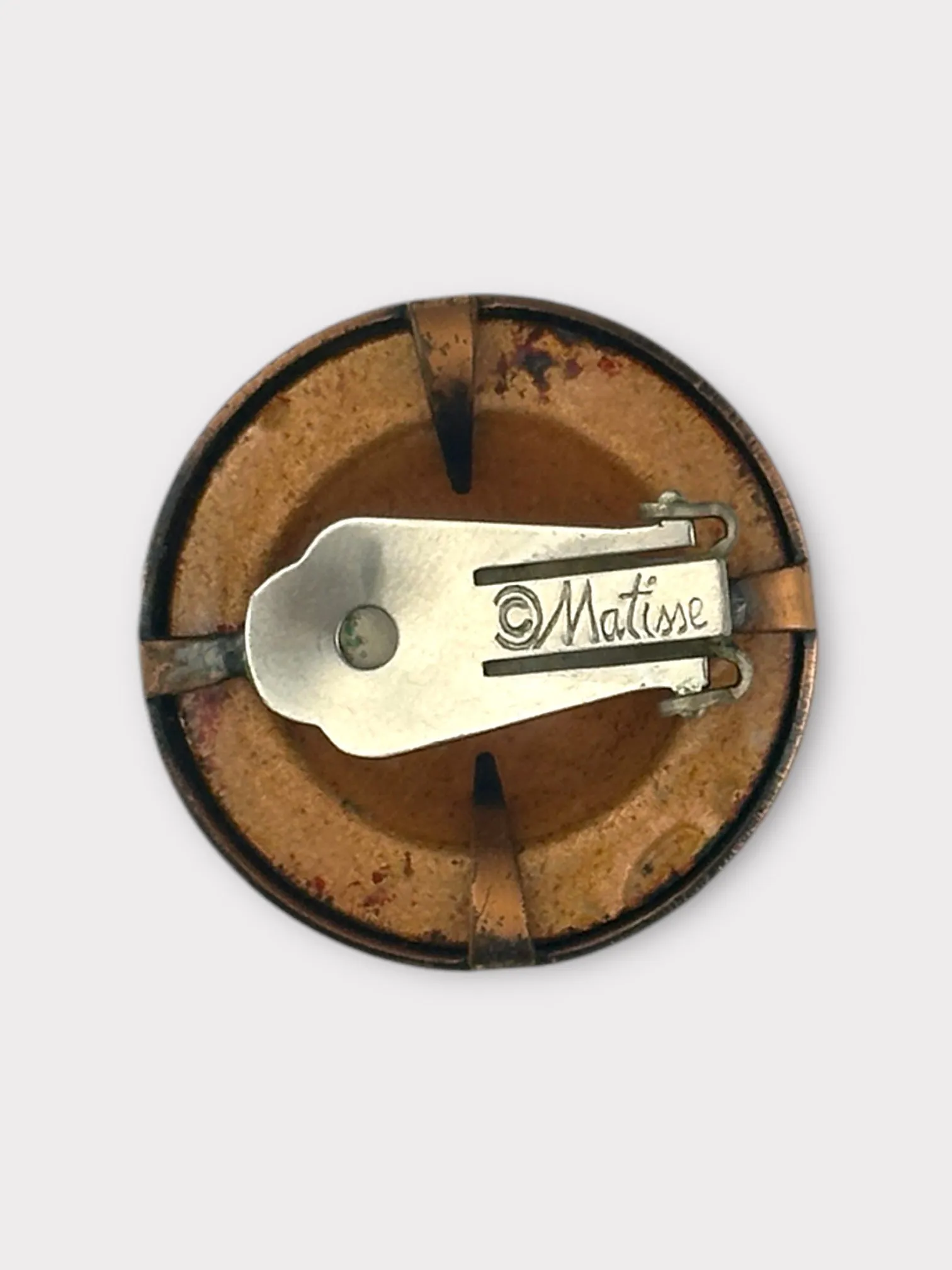 Matisse Round Copper and Red Ceramic Clip Earrings
