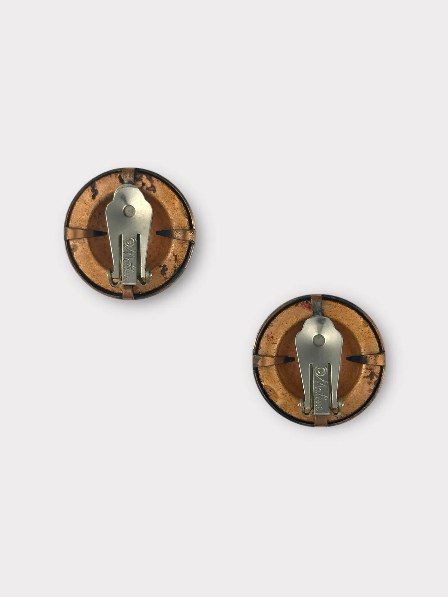 Matisse Round Copper and Red Ceramic Clip Earrings