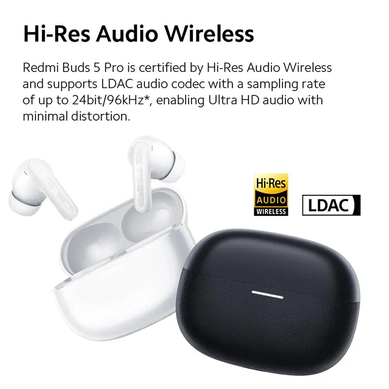New Xiaomi Redmi Buds 5 Pro earphone Up to 52dB Active Noise Cancellation 38Hours Long Battery Hi-Res Audio Wireless