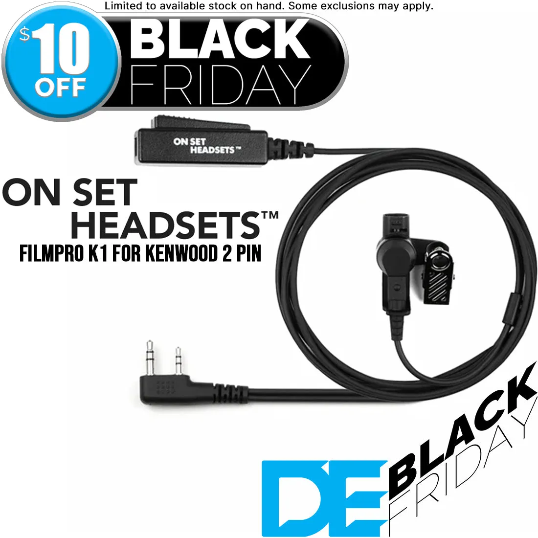 On Set Headsets™️ Filmpro K1 Kenwood compatible surveillance (Black)