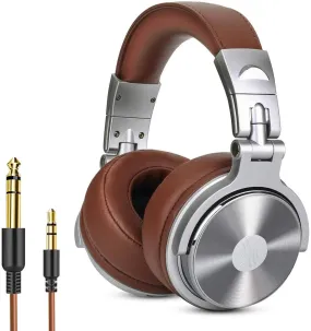 OneOdio Pro 30 Over Ear Headphone, Wired Premium Stereo Sound Headsets with 50mm Driver, Foldable Comfortable Headphones with Protein Earmuffs and Shareport for Recording Monitoring Podcast PC TV- with Mic (Silver)