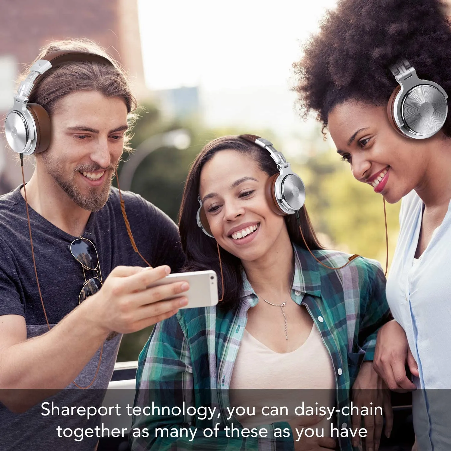 OneOdio Pro 30 Over Ear Headphone, Wired Premium Stereo Sound Headsets with 50mm Driver, Foldable Comfortable Headphones with Protein Earmuffs and Shareport for Recording Monitoring Podcast PC TV- with Mic (Silver)
