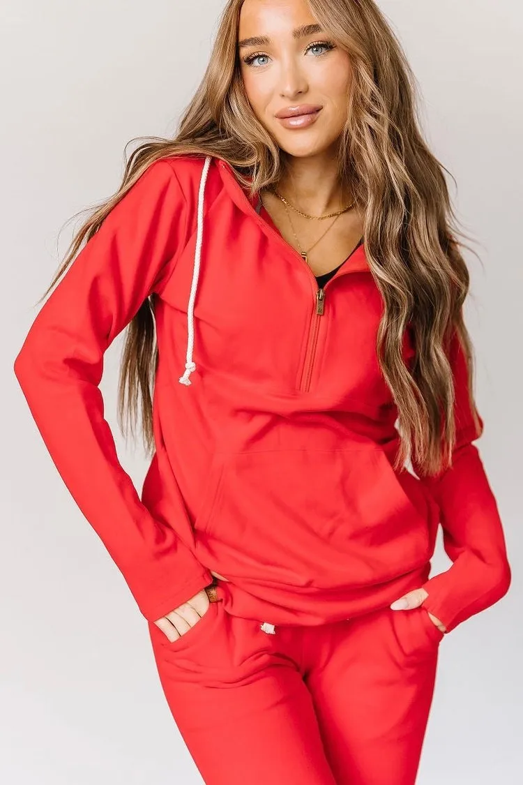 Performance Fleece HalfZip Hoodie - Candy Apple