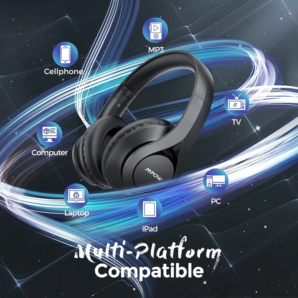 Pro/Lite 60h Playtime Bluetooth 5.0 Wireless Headphones Hi-Fi Stereo Sound CVC 6.0 Noise Reduction for Cell Phone PC