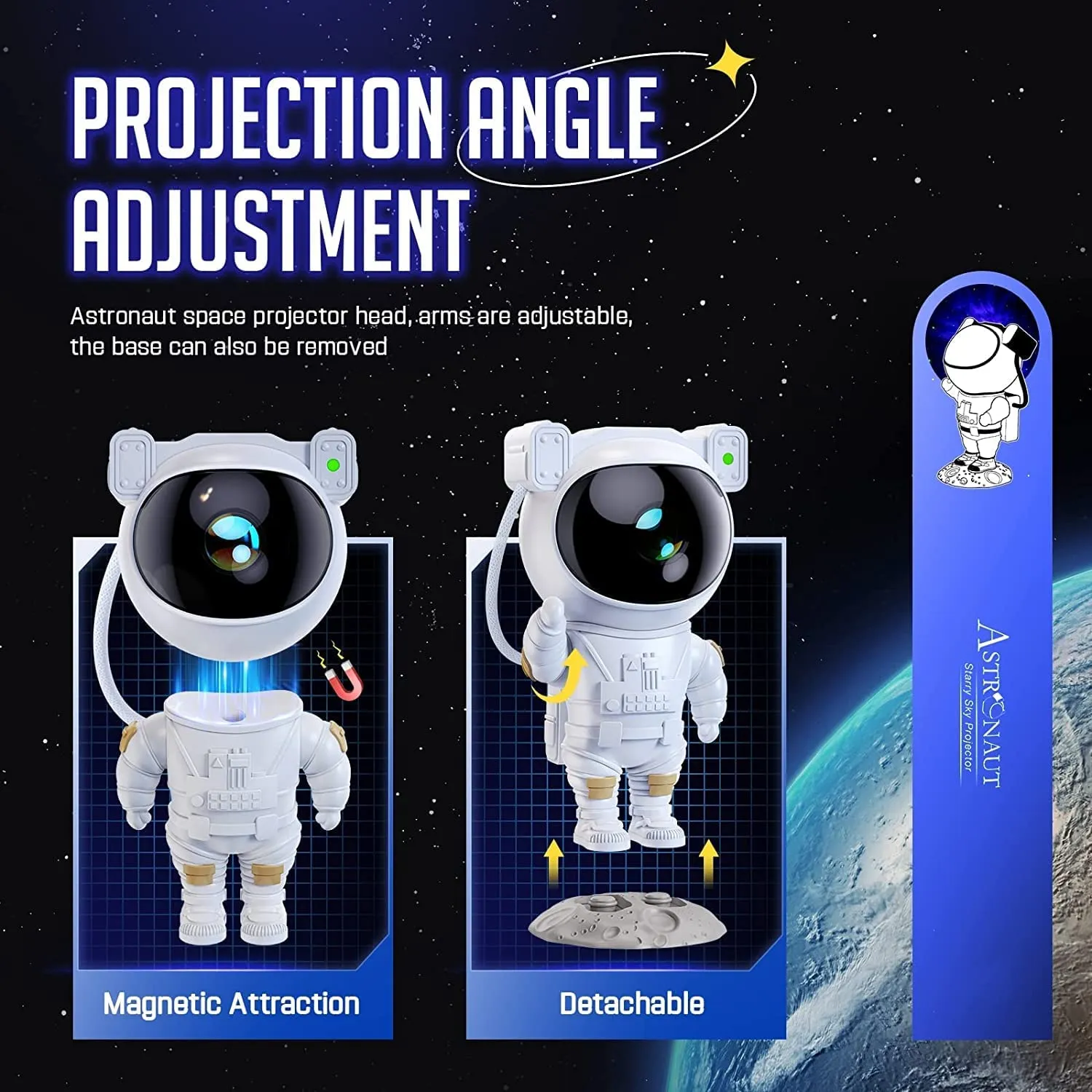 REFULGIX Astronaut Galaxy Projector with Remote Control - 360° Adjustable Timer Night Lamp, Kids Astronaut Nebula Night Light, for Baby Adults Bedroom, Gaming Room, Home and Party