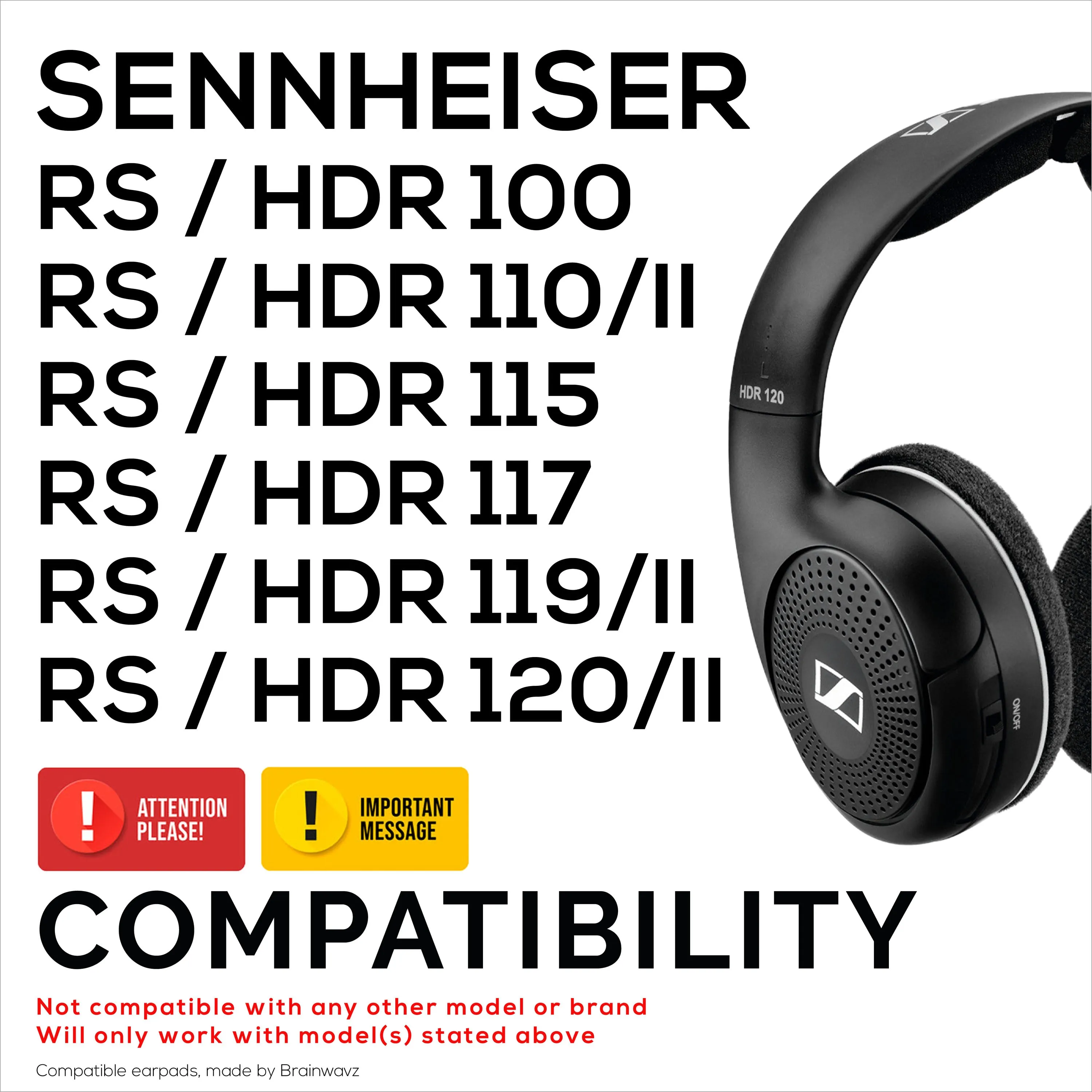 Replacement Velour Earpads for SENNHEISER RS120, RS110, RS115, RS117, RS119 Headphones - Soft Foam Ear Pad - HDR 120, HDR100, HDR110, HDR117, HDR119