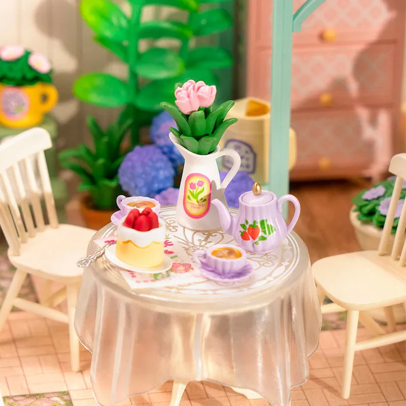 ROBOTIME DIY Miniature House | Blooming Tea Garden | Dollhouse Craft