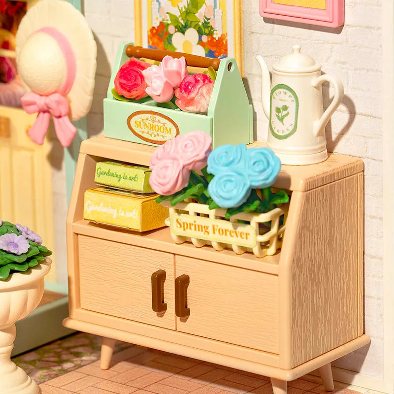 ROBOTIME DIY Miniature House | Blooming Tea Garden | Dollhouse Craft