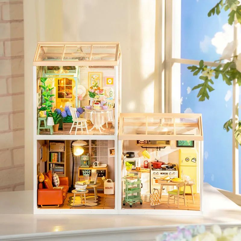 ROBOTIME DIY Miniature House | Blooming Tea Garden | Dollhouse Craft