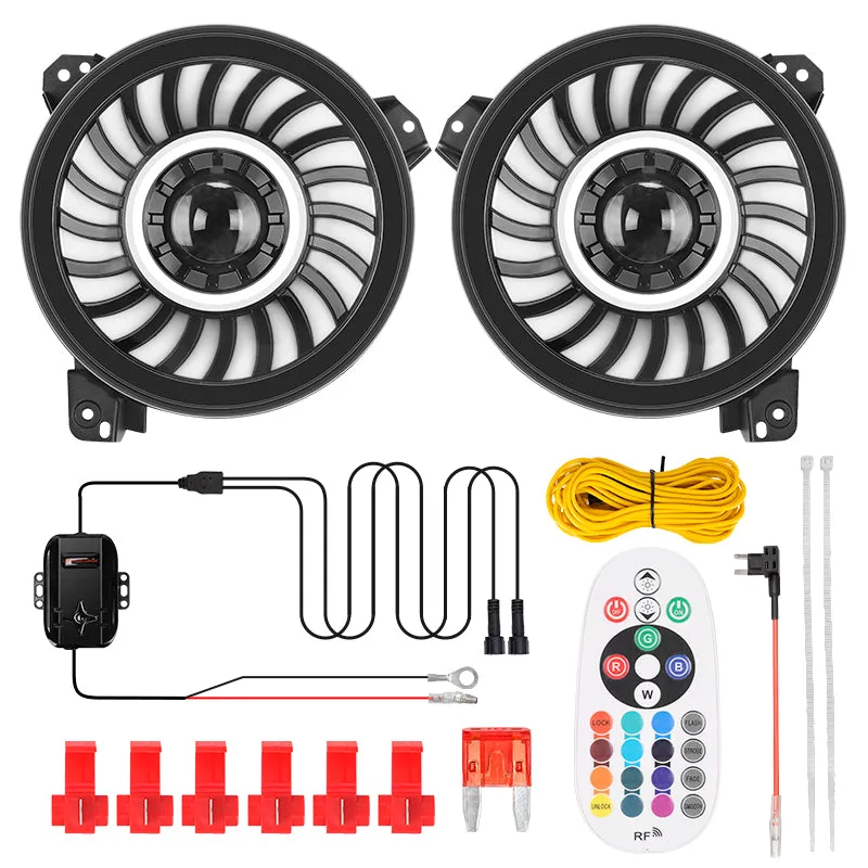 Sharingan LED RGB Halo Headlights for Jeep Wrangler JL JLU and Jeep Gladiator JT