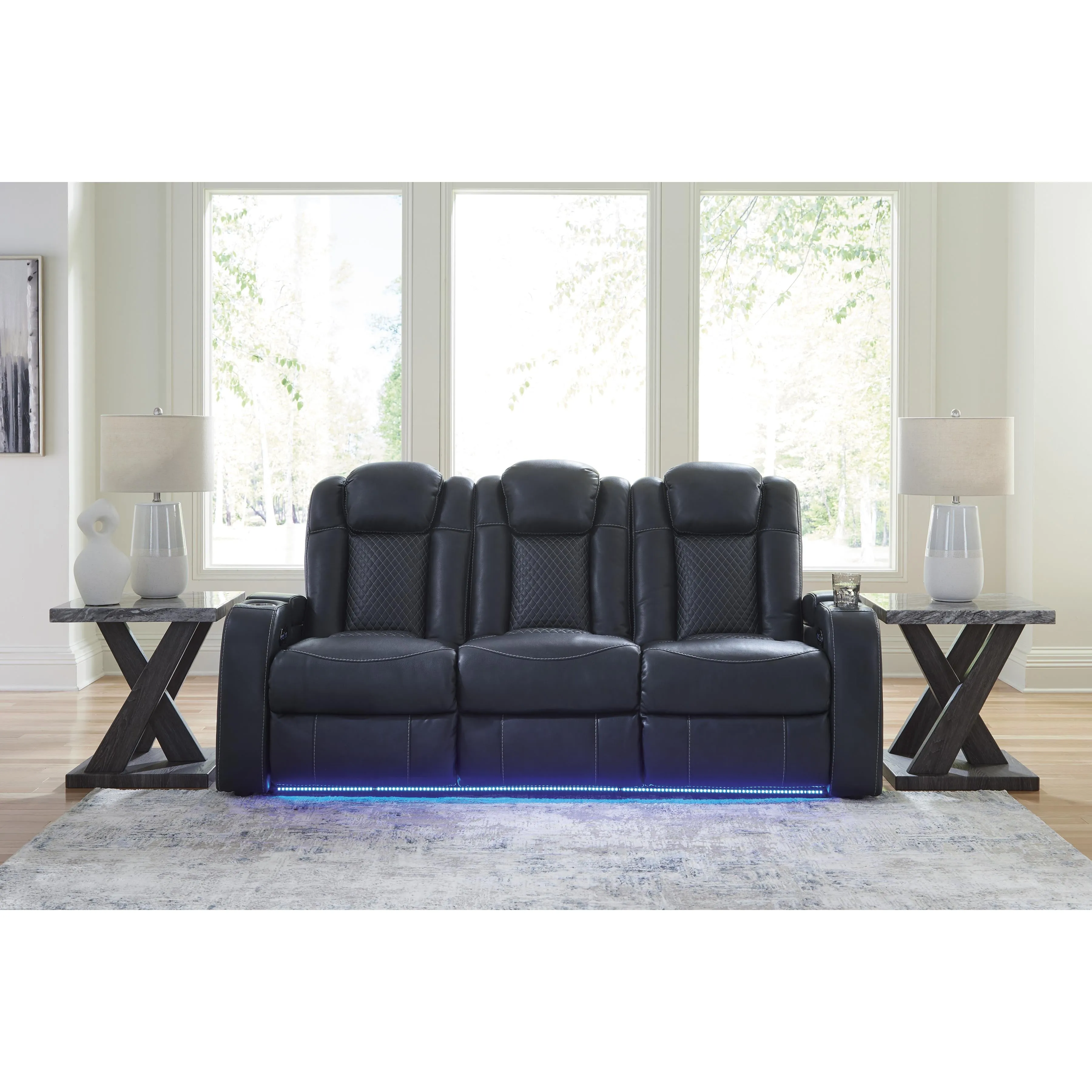 Signature Design by Ashley Fyne-Dyme Power Reclining Leather Look Sofa 3660315