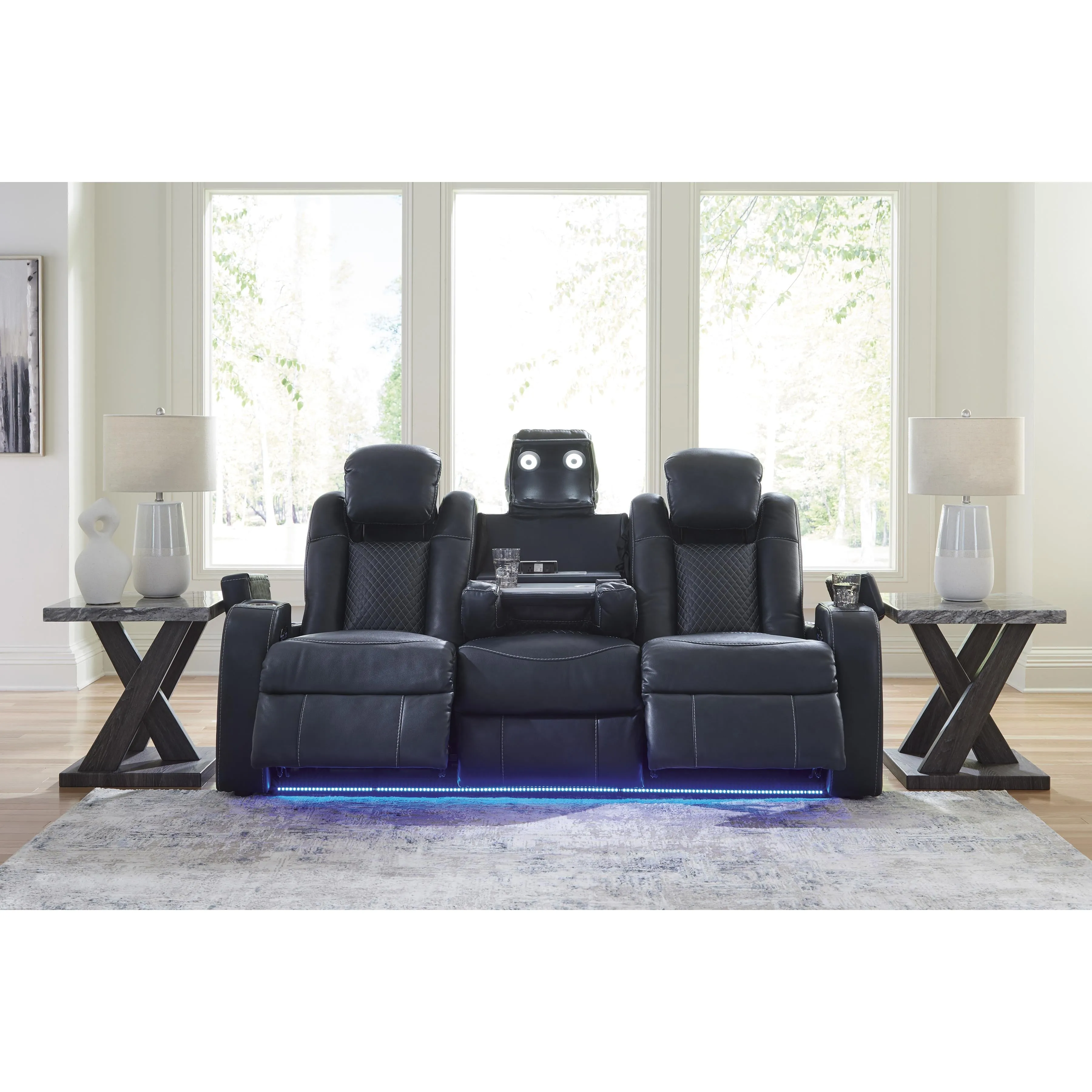 Signature Design by Ashley Fyne-Dyme Power Reclining Leather Look Sofa 3660315