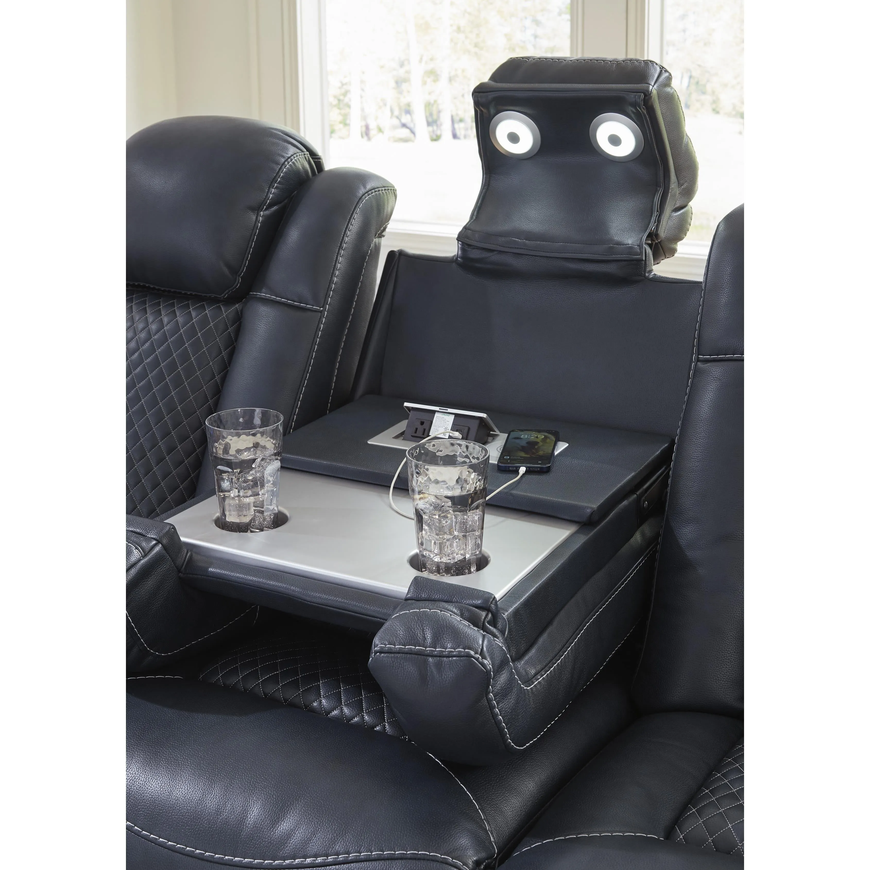 Signature Design by Ashley Fyne-Dyme Power Reclining Leather Look Sofa 3660315