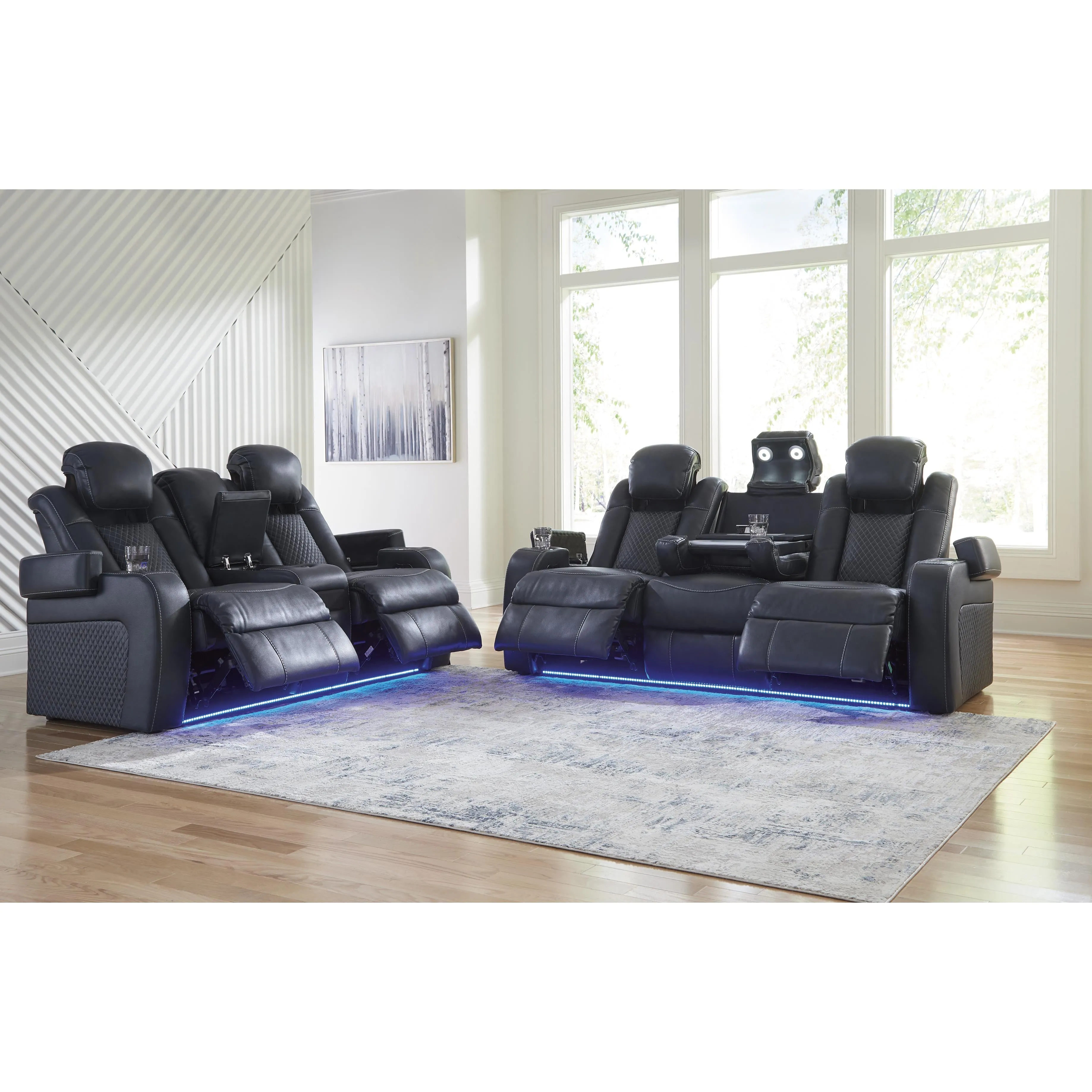 Signature Design by Ashley Fyne-Dyme Power Reclining Leather Look Sofa 3660315
