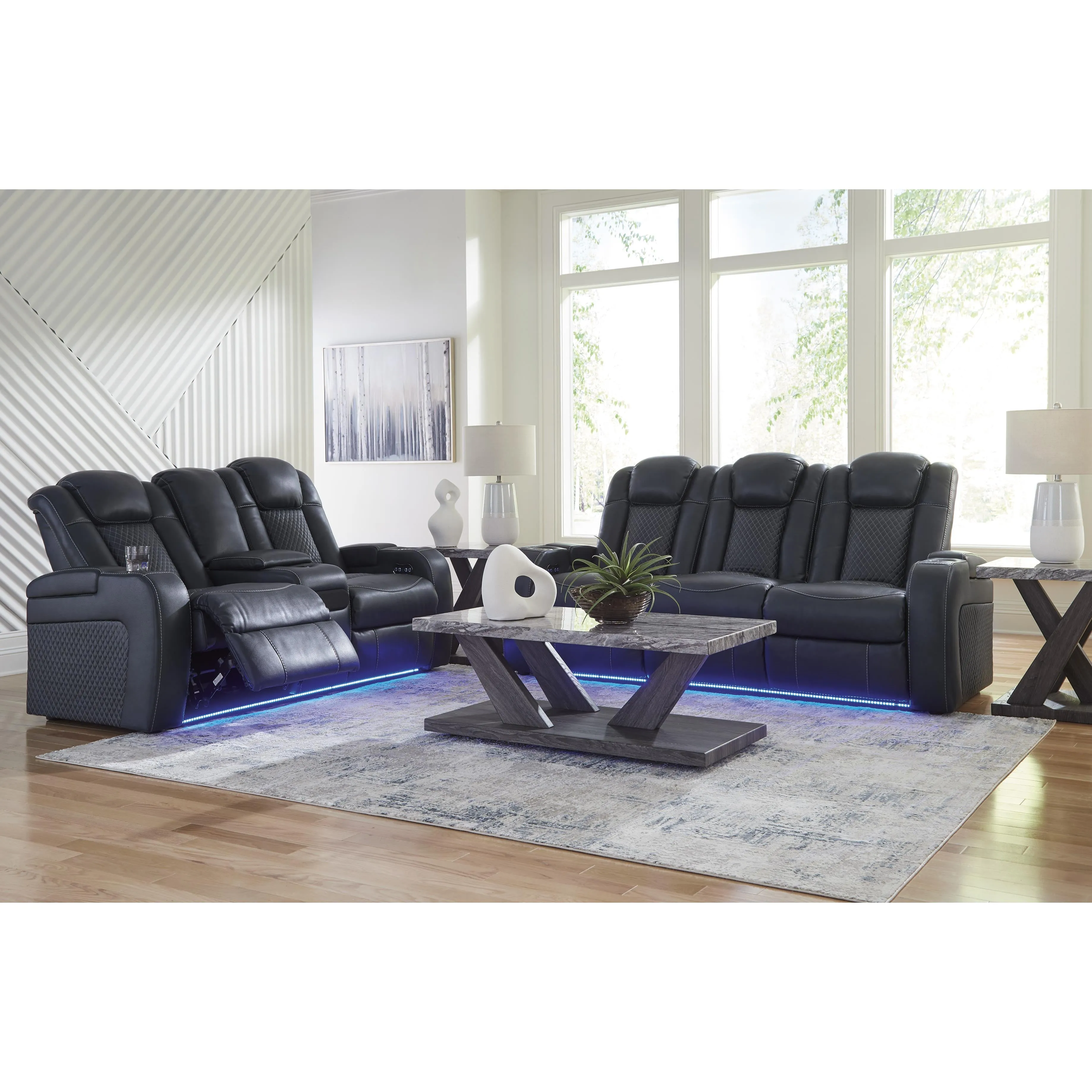 Signature Design by Ashley Fyne-Dyme Power Reclining Leather Look Sofa 3660315