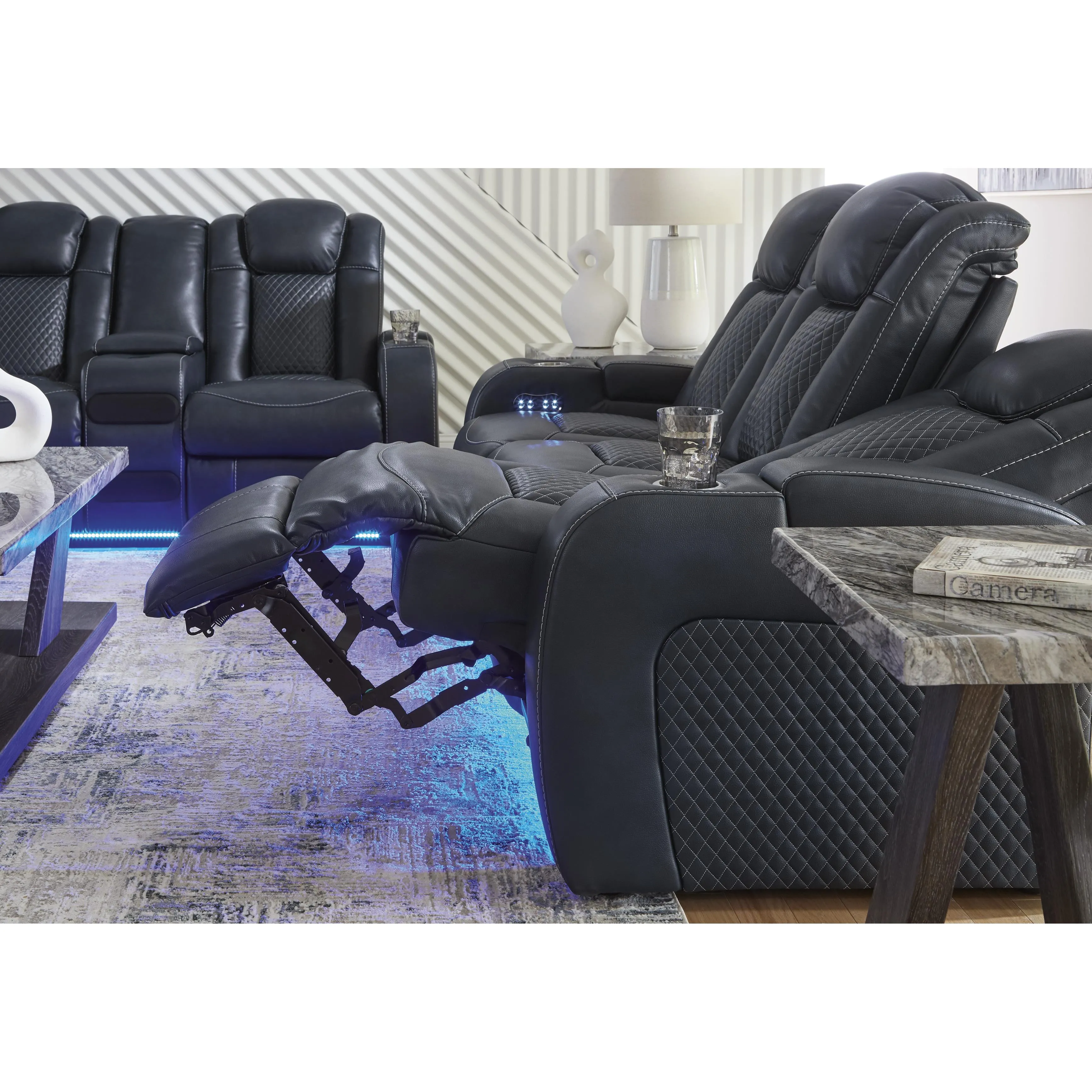 Signature Design by Ashley Fyne-Dyme Power Reclining Leather Look Sofa 3660315
