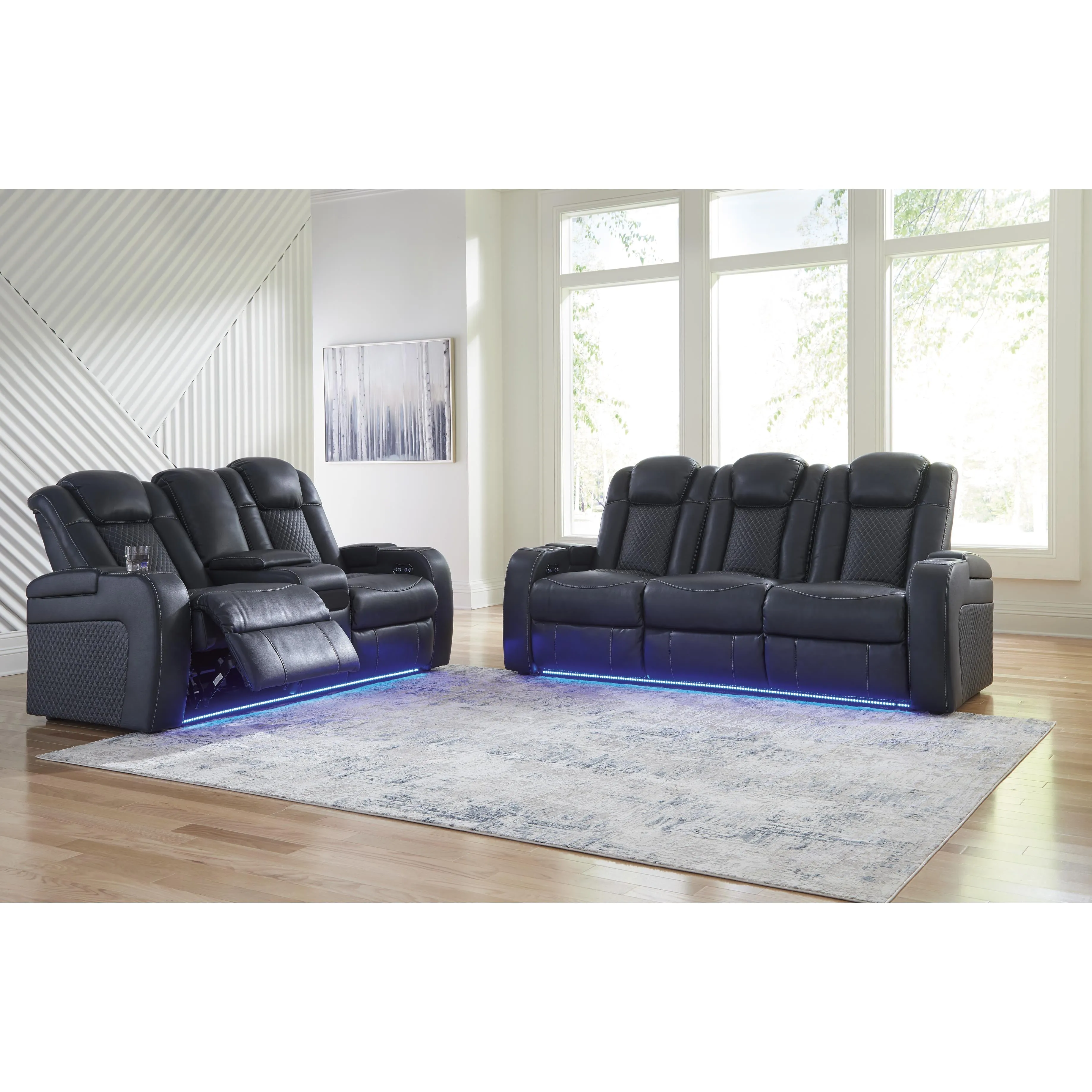 Signature Design by Ashley Fyne-Dyme Power Reclining Leather Look Sofa 3660315