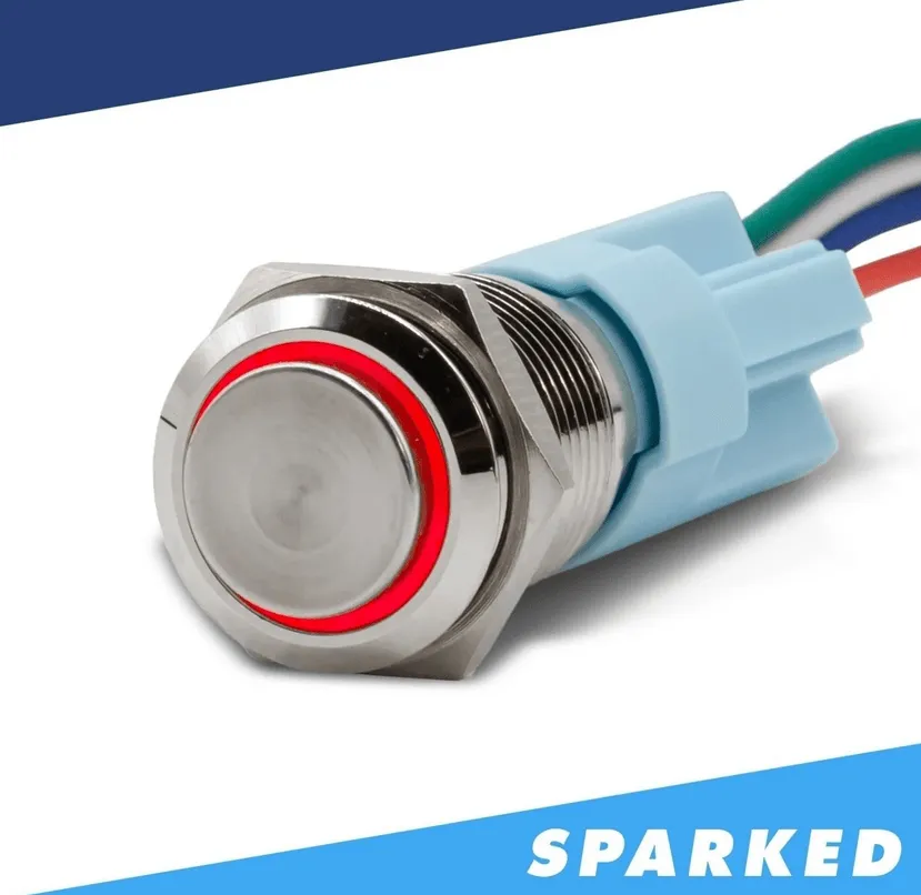 Sparked Innovations Latching Aluminum Push Button Switches