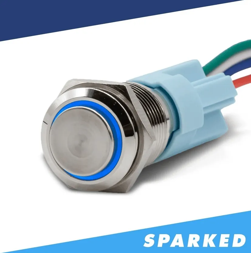 Sparked Innovations Latching Aluminum Push Button Switches