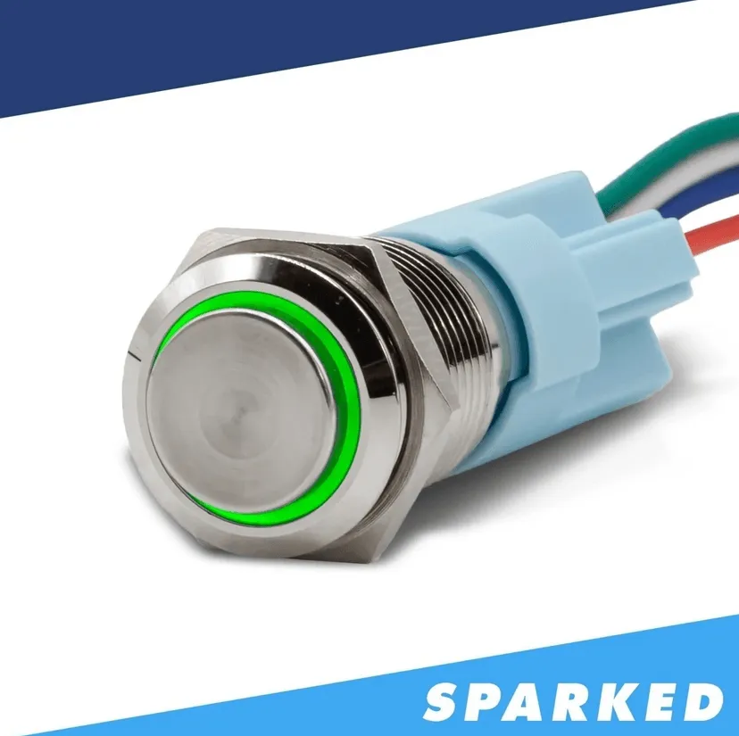 Sparked Innovations Latching Aluminum Push Button Switches
