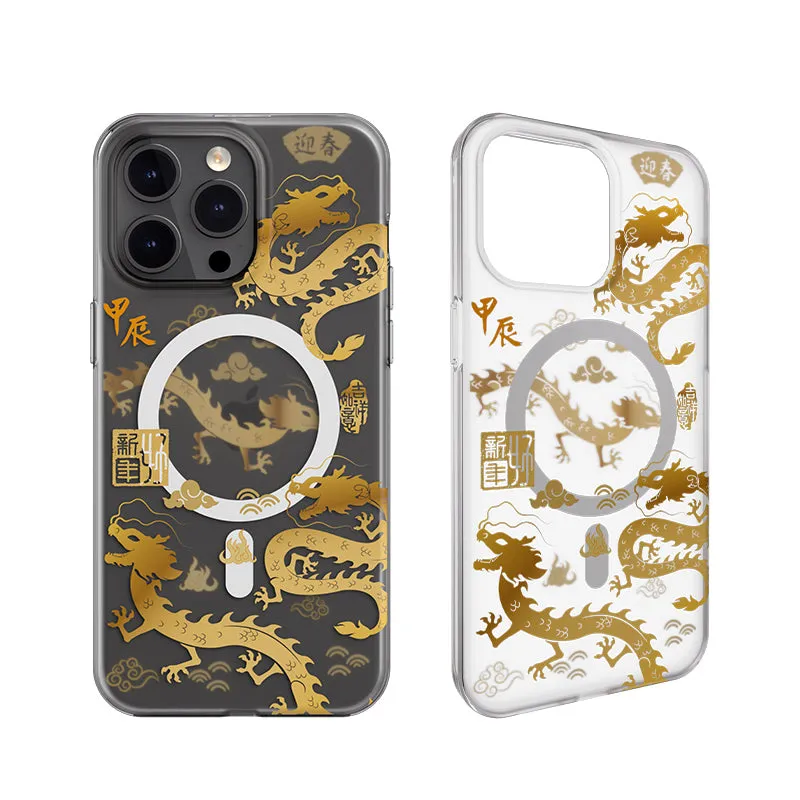 SwitchEasy Dragon M MagSafe Hand-drawn Print AirBarrier Shockproof Clear Case Cover