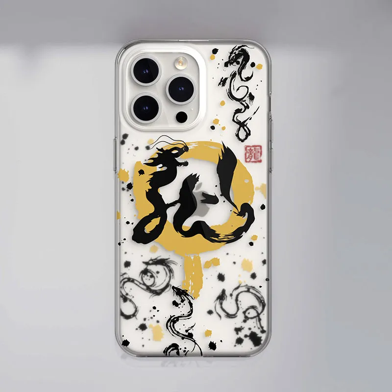 SwitchEasy Dragon M MagSafe Hand-drawn Print AirBarrier Shockproof Clear Case Cover