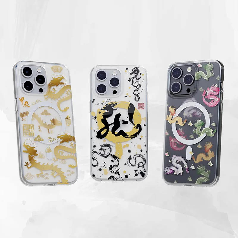 SwitchEasy Dragon M MagSafe Hand-drawn Print AirBarrier Shockproof Clear Case Cover
