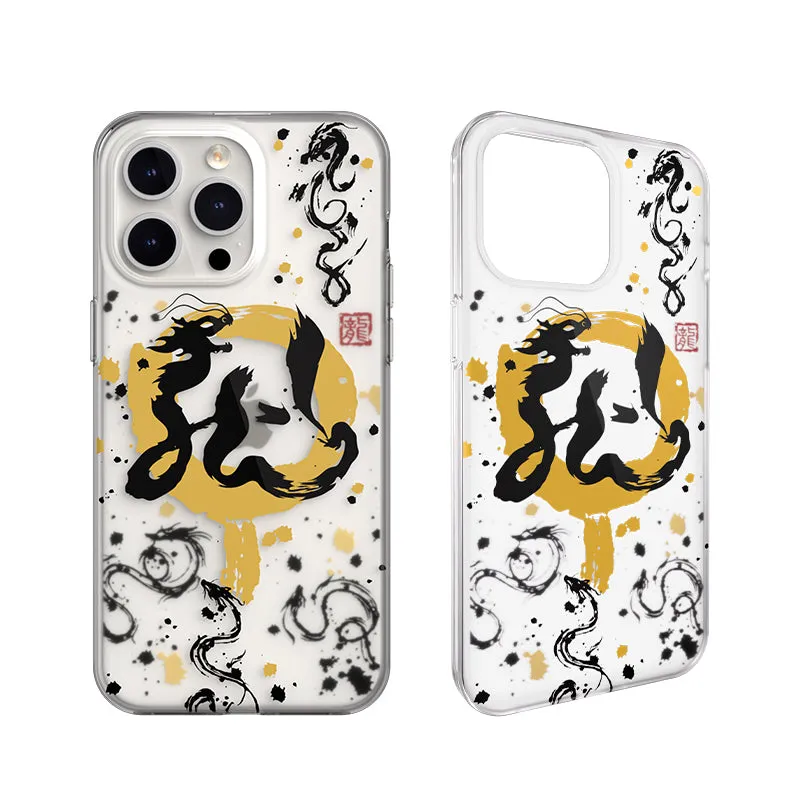 SwitchEasy Dragon M MagSafe Hand-drawn Print AirBarrier Shockproof Clear Case Cover