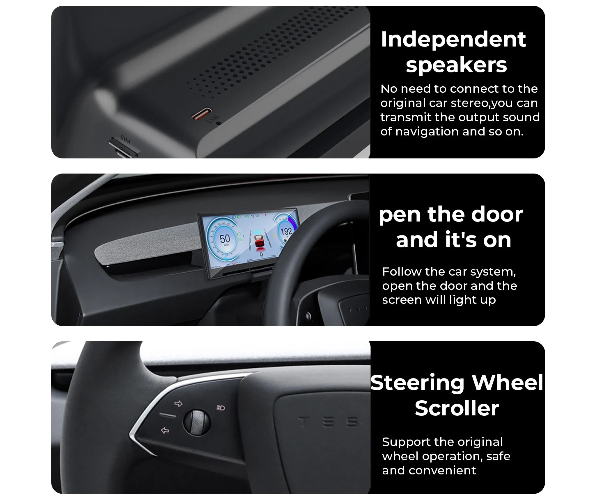 Tesla Model 3/Y & 2024  Model 3 Highland 8.9" Smart Screen Display – Wireless CarPlay, Android Auto, GPS & Real-Time Sync