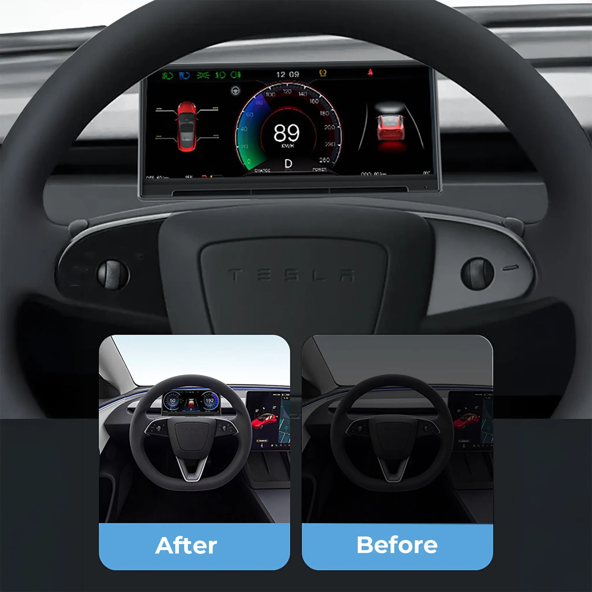 Tesla Model 3/Y & 2024  Model 3 Highland 8.9" Smart Screen Display – Wireless CarPlay, Android Auto, GPS & Real-Time Sync