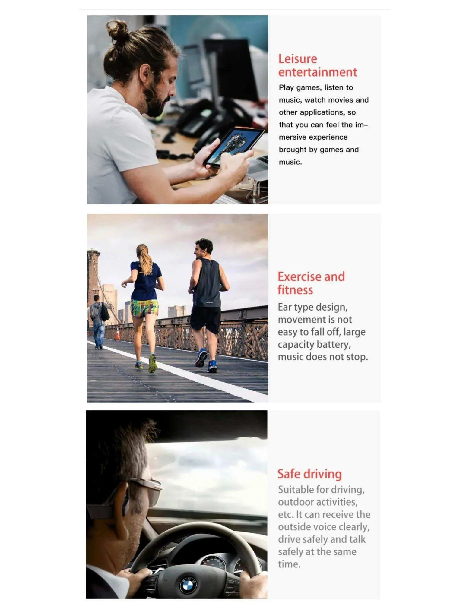 TUTT K08 Headphones with Bone Conduction Earphone Wireless Headset TWS Sports Waterproof Open Ear