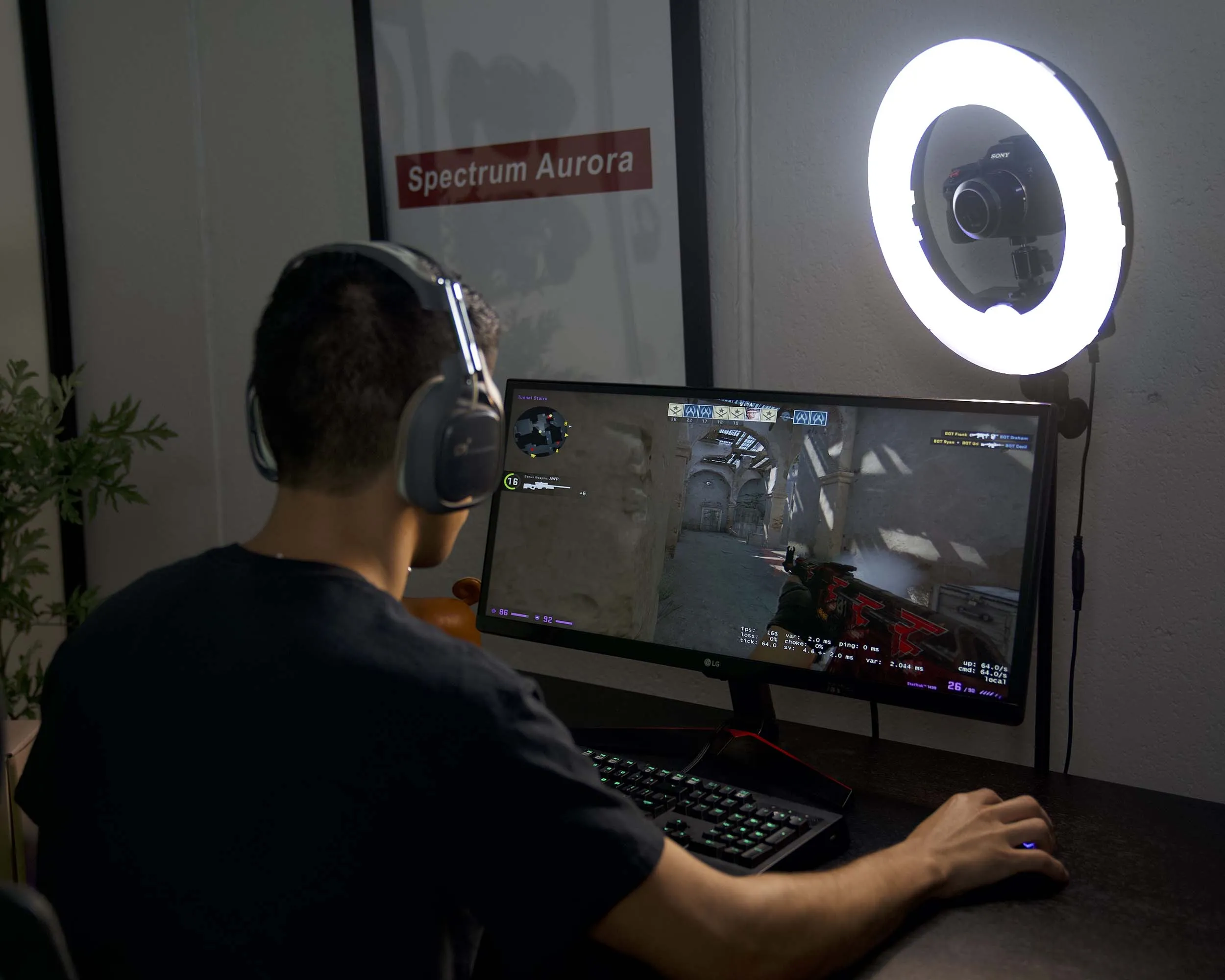 'Twitch Kit' Chroma Key Green Screen Gaming Ring Light Setup