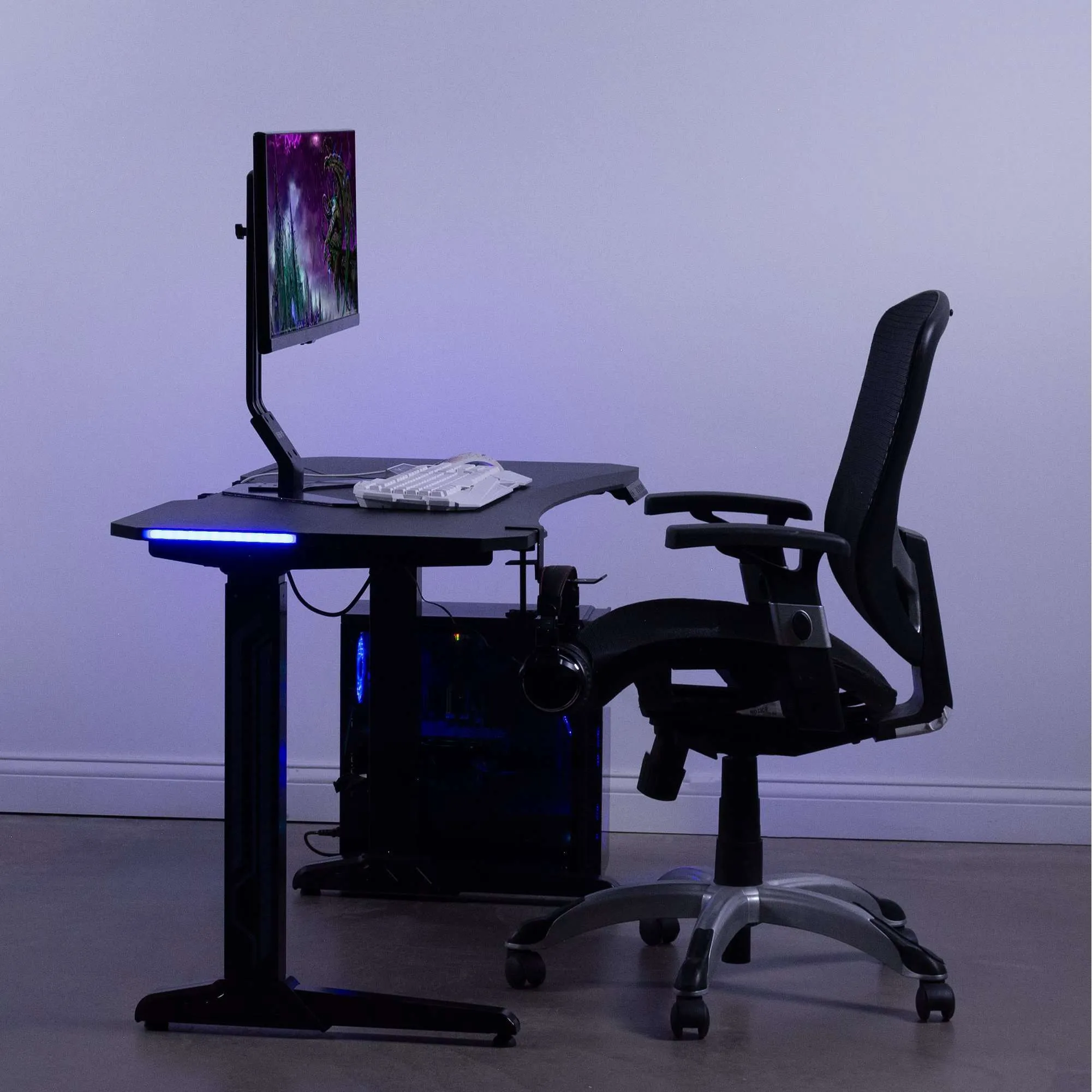 VIVO DESK-GME2B 47” Electric Height-Adjustable Gaming Desk with LED Lights