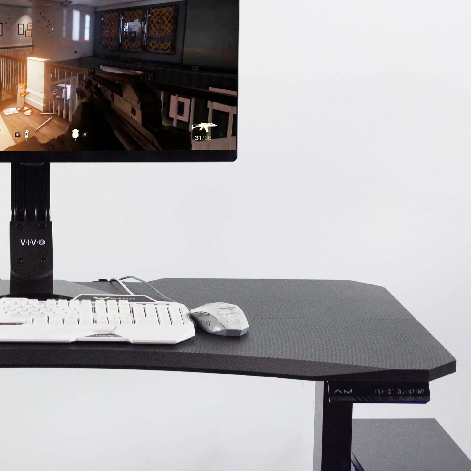 VIVO DESK-GME2B 47” Electric Height-Adjustable Gaming Desk with LED Lights