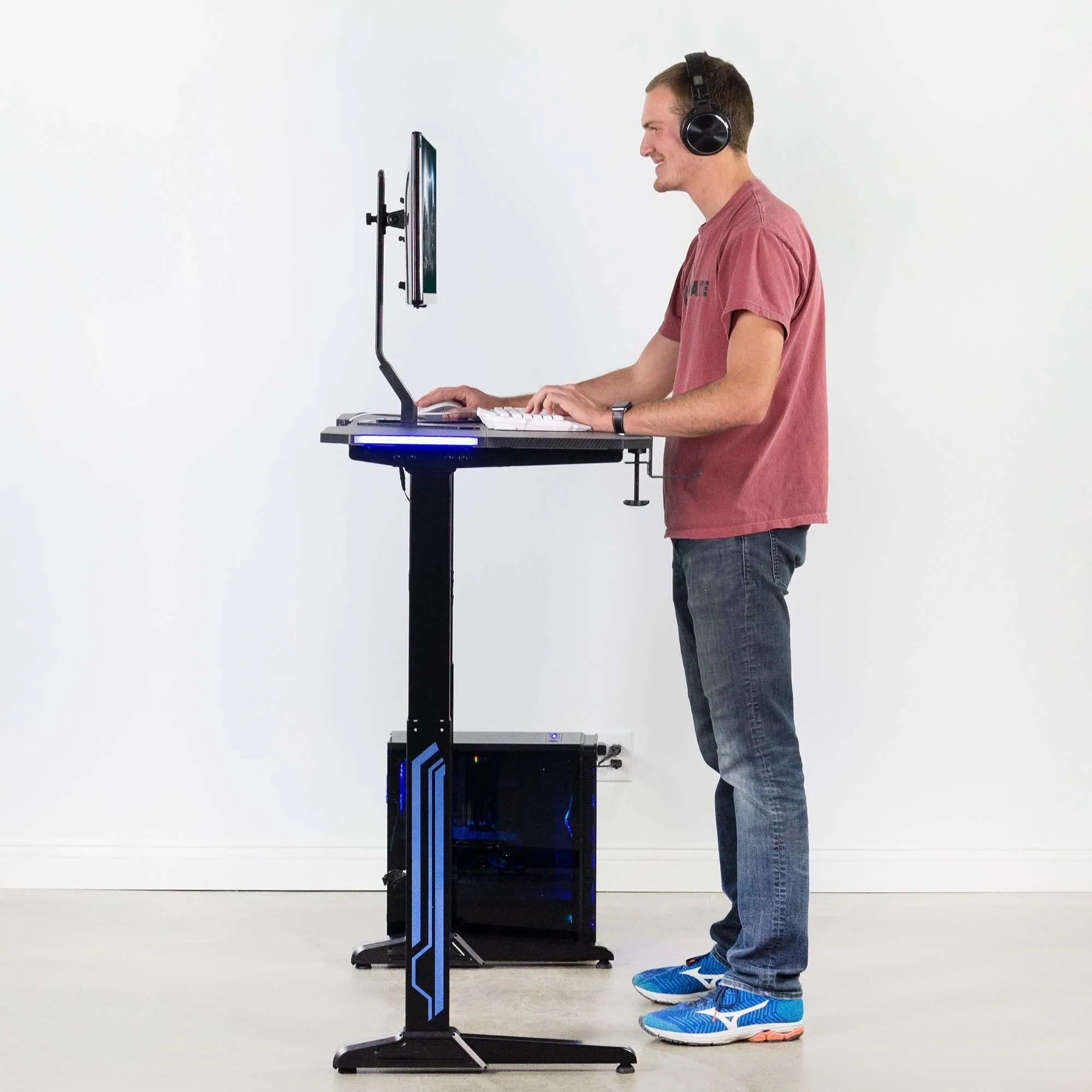VIVO DESK-GME2B 47” Electric Height-Adjustable Gaming Desk with LED Lights