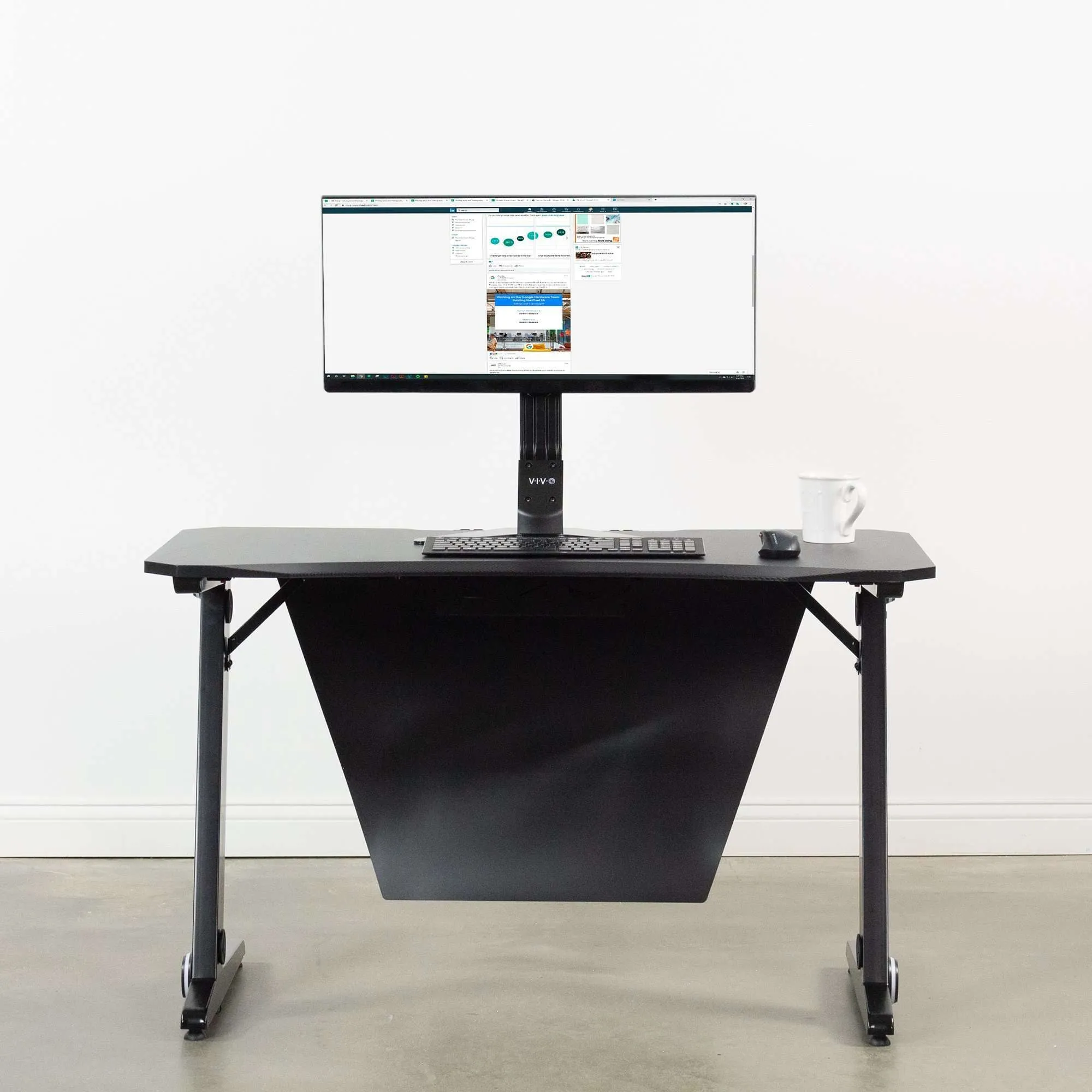VIVO Z-Shaped 47” Gaming Desk with LED Lights, DESK-GMZ1R