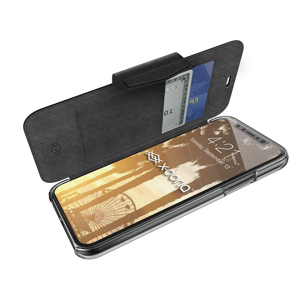 X-Doria Engage Folio Series Leather Cover Clear Back Wallet Case