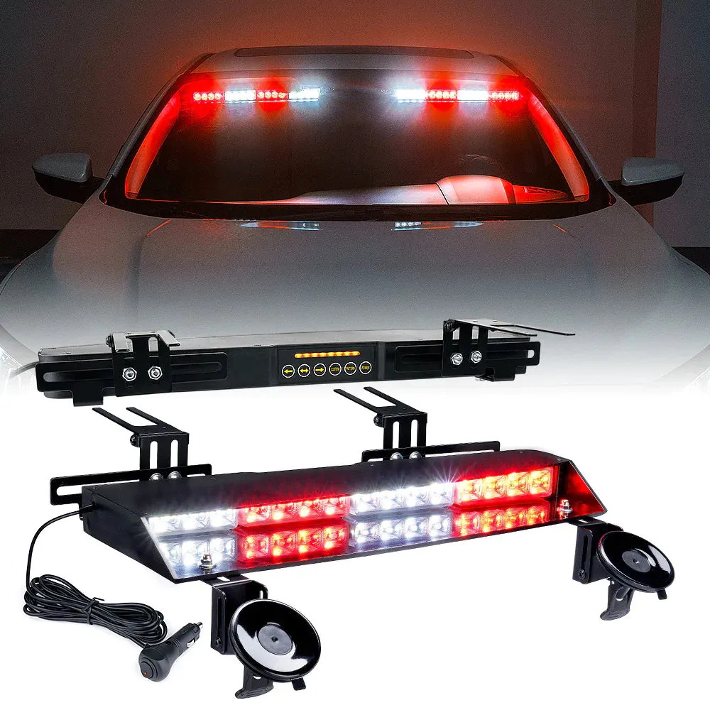 Xprite 21" Chaser Series Dual LED Visor Windshield Strobe Lights w/ Suction Cup Brackets - Blue/Red/White/Amber/Combo
