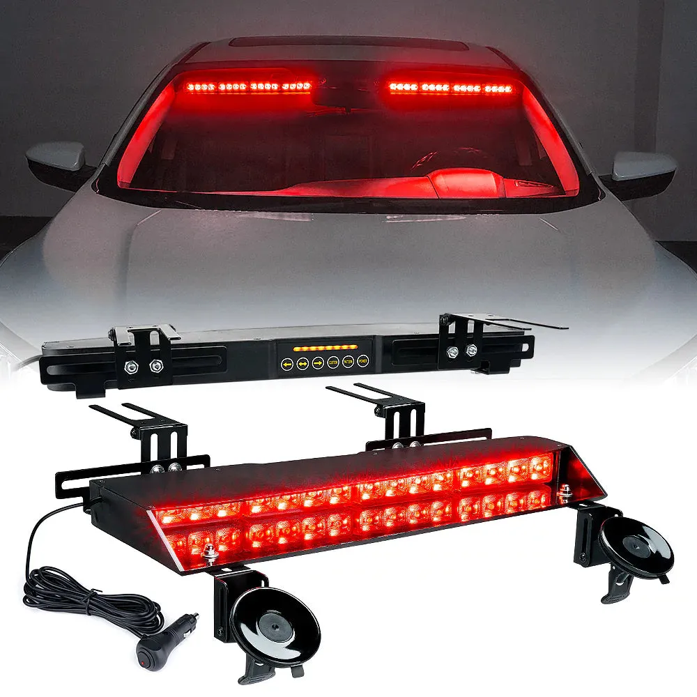 Xprite 21" Chaser Series Dual LED Visor Windshield Strobe Lights w/ Suction Cup Brackets - Blue/Red/White/Amber/Combo