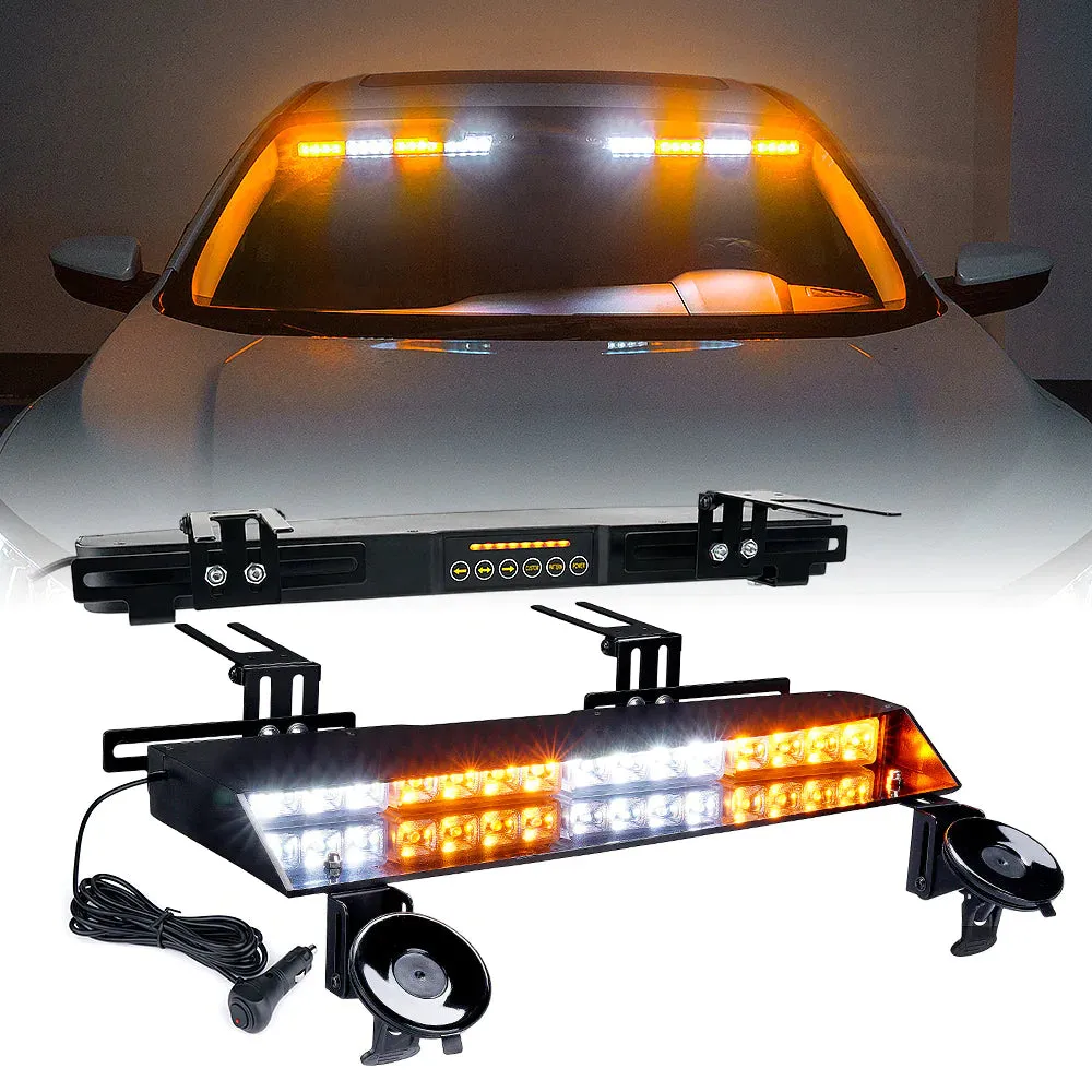 Xprite 21" Chaser Series Dual LED Visor Windshield Strobe Lights w/ Suction Cup Brackets - Blue/Red/White/Amber/Combo
