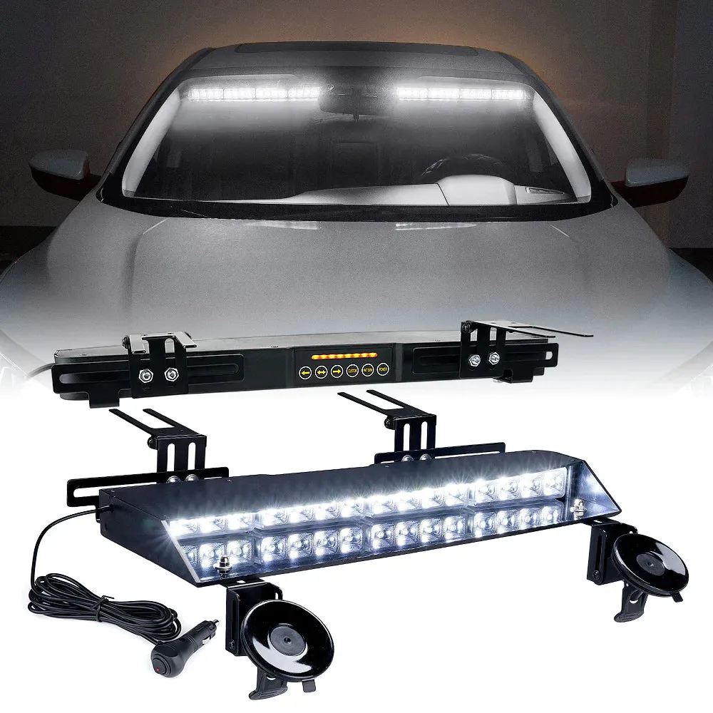 Xprite 21" Chaser Series Dual LED Visor Windshield Strobe Lights w/ Suction Cup Brackets - Blue/Red/White/Amber/Combo