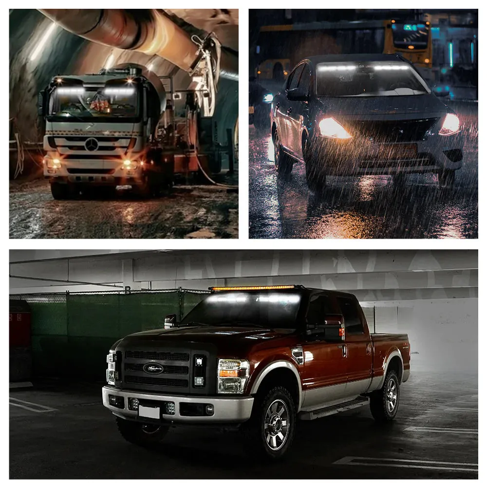 Xprite 21" Chaser Series Dual LED Visor Windshield Strobe Lights w/ Suction Cup Brackets - Blue/Red/White/Amber/Combo