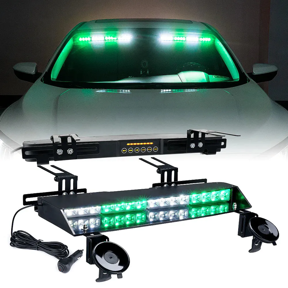 Xprite 21" Chaser Series Dual LED Visor Windshield Strobe Lights w/ Suction Cup Brackets - Blue/Red/White/Amber/Combo