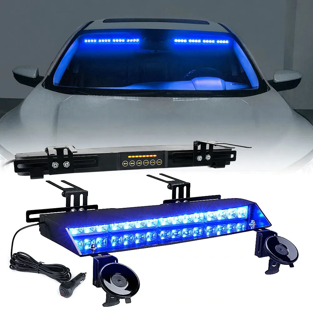 Xprite 21" Chaser Series Dual LED Visor Windshield Strobe Lights w/ Suction Cup Brackets - Blue/Red/White/Amber/Combo