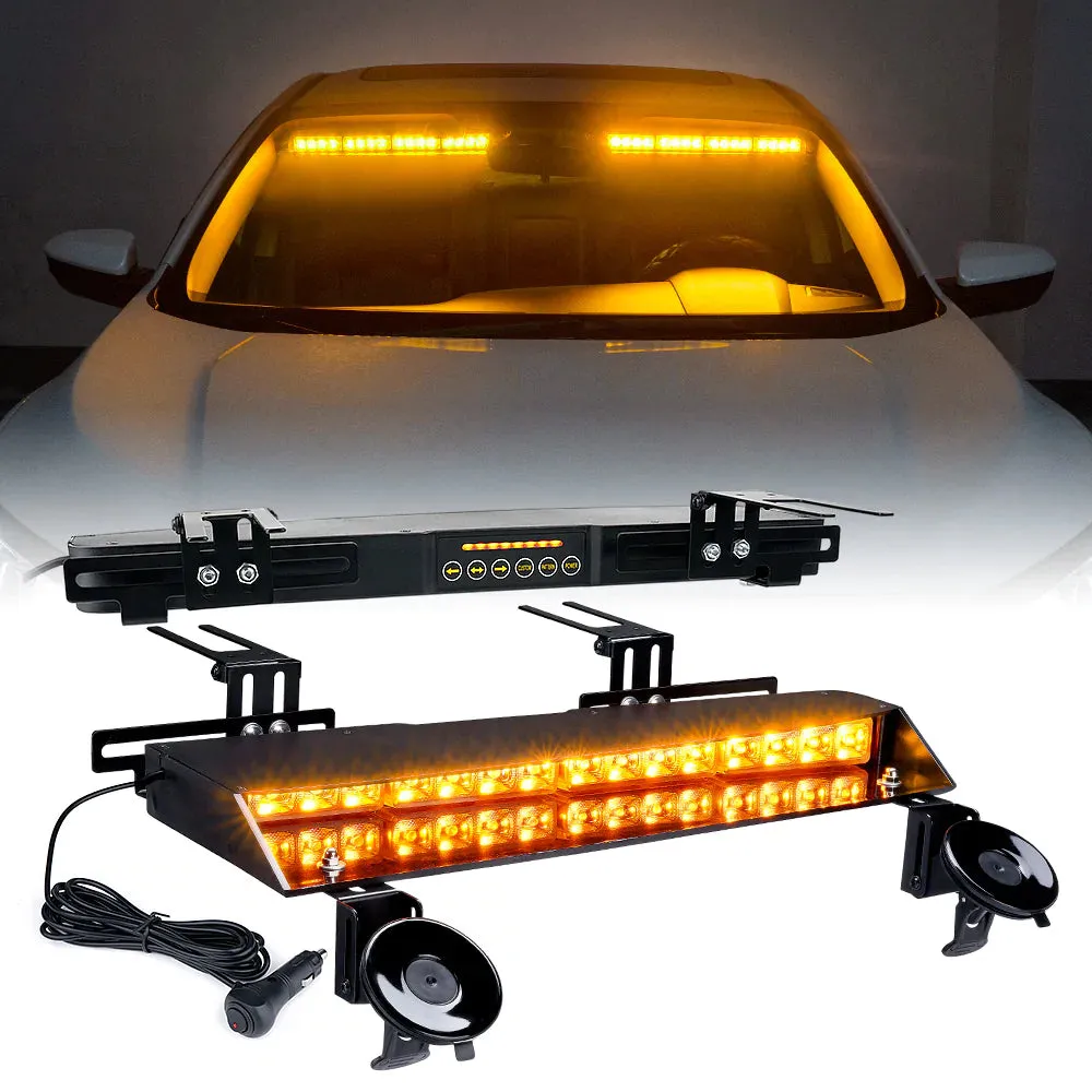 Xprite 21" Chaser Series Dual LED Visor Windshield Strobe Lights w/ Suction Cup Brackets - Blue/Red/White/Amber/Combo