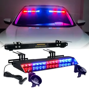 Xprite 21" Chaser Series Dual LED Visor Windshield Strobe Lights w/ Suction Cup Brackets - Blue/Red/White/Amber/Combo