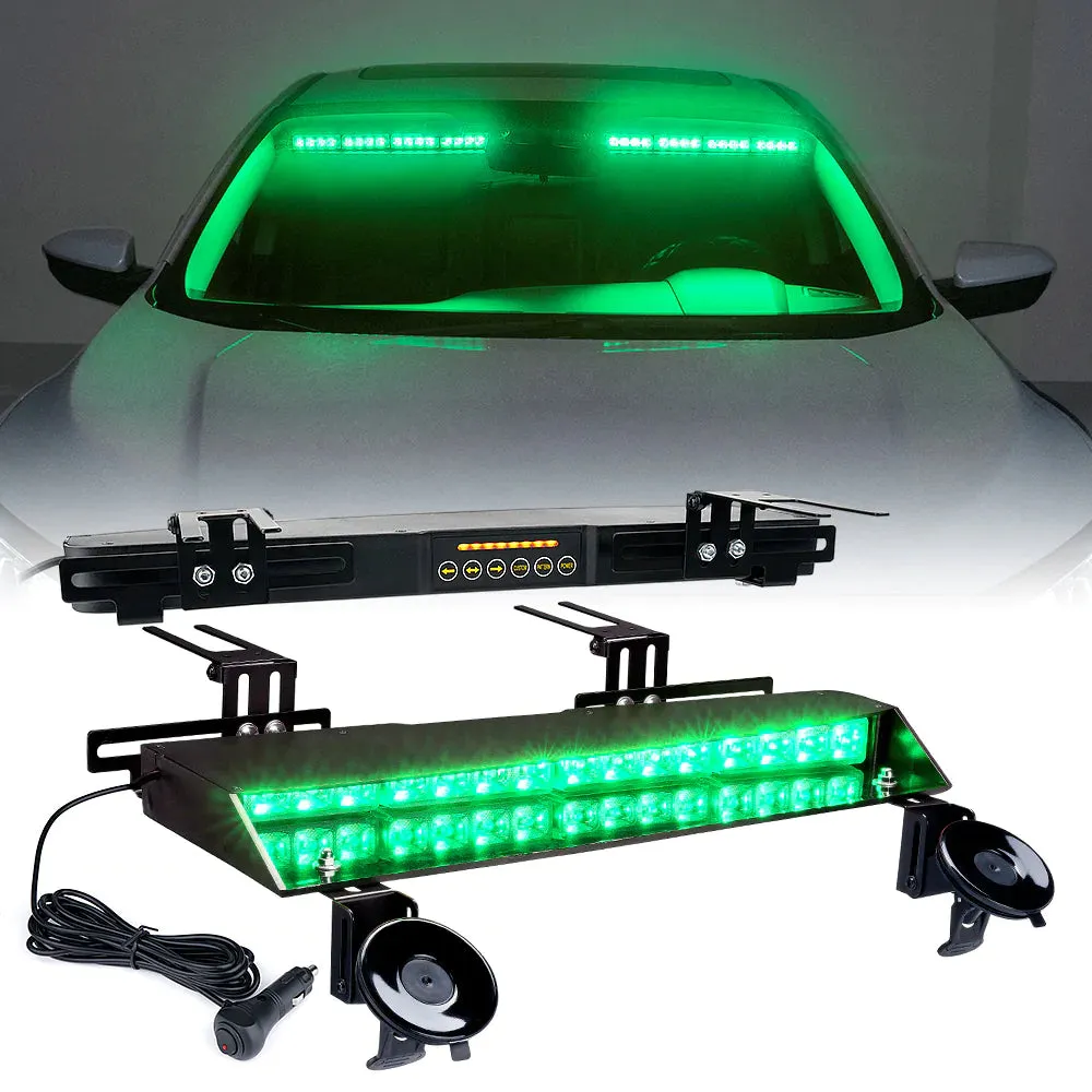 Xprite 21" Chaser Series Dual LED Visor Windshield Strobe Lights w/ Suction Cup Brackets - Blue/Red/White/Amber/Combo