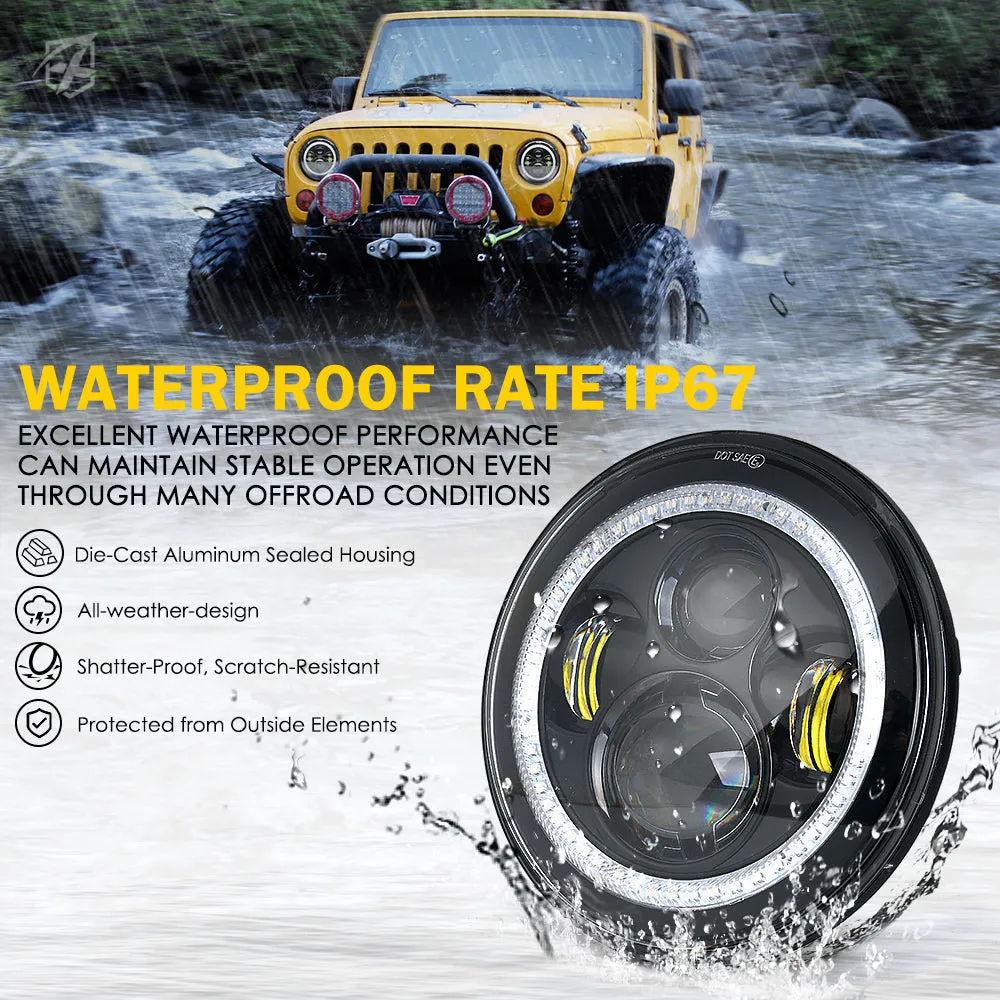 Xprite 7" LED RGB Halo Headlights Hummer H1 / H2 (1992-2001) w/ Daytime Running Lights